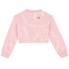 Girls Pink Logo Cropped Sweatshirt, 1, hi-res
