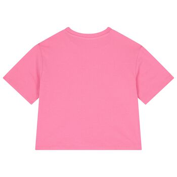 Girls Pink Embellished Logo T-Shirt