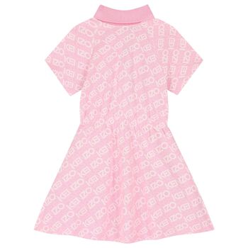 Girls Pink Logo Polo Dress