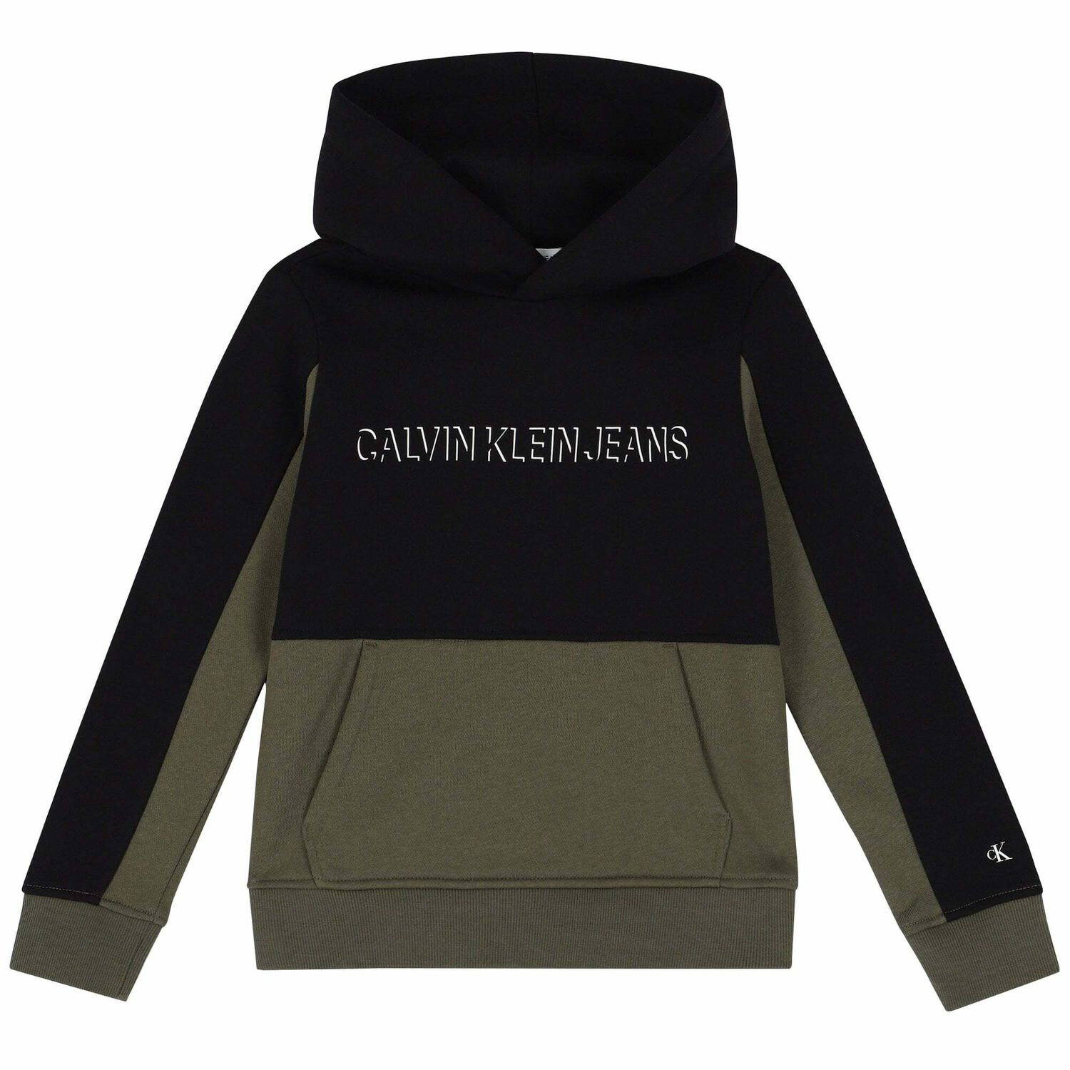 Boys Black & Khaki Logo Hooded Top, 1, hi-res