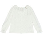 Girls Ivory & Gold Ruffle Collar Blouse, 1, hi-res