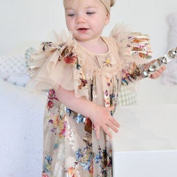 Baby Girls Beige Tulle Flowers Dress