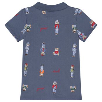 Boys Blue Teddy Bear Polo Shirt