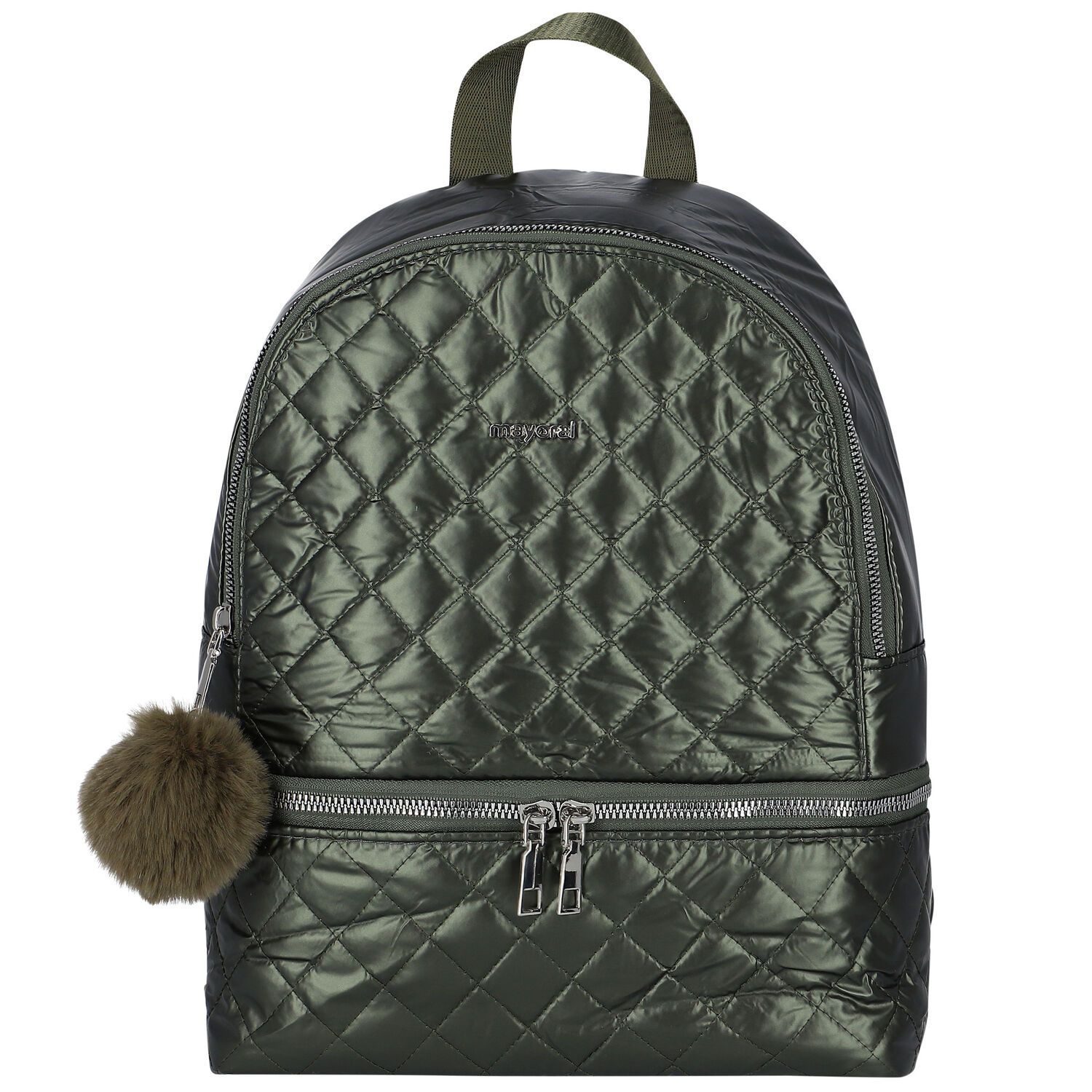 Girls Green Logo Quilted Backpack, 1, hi-res