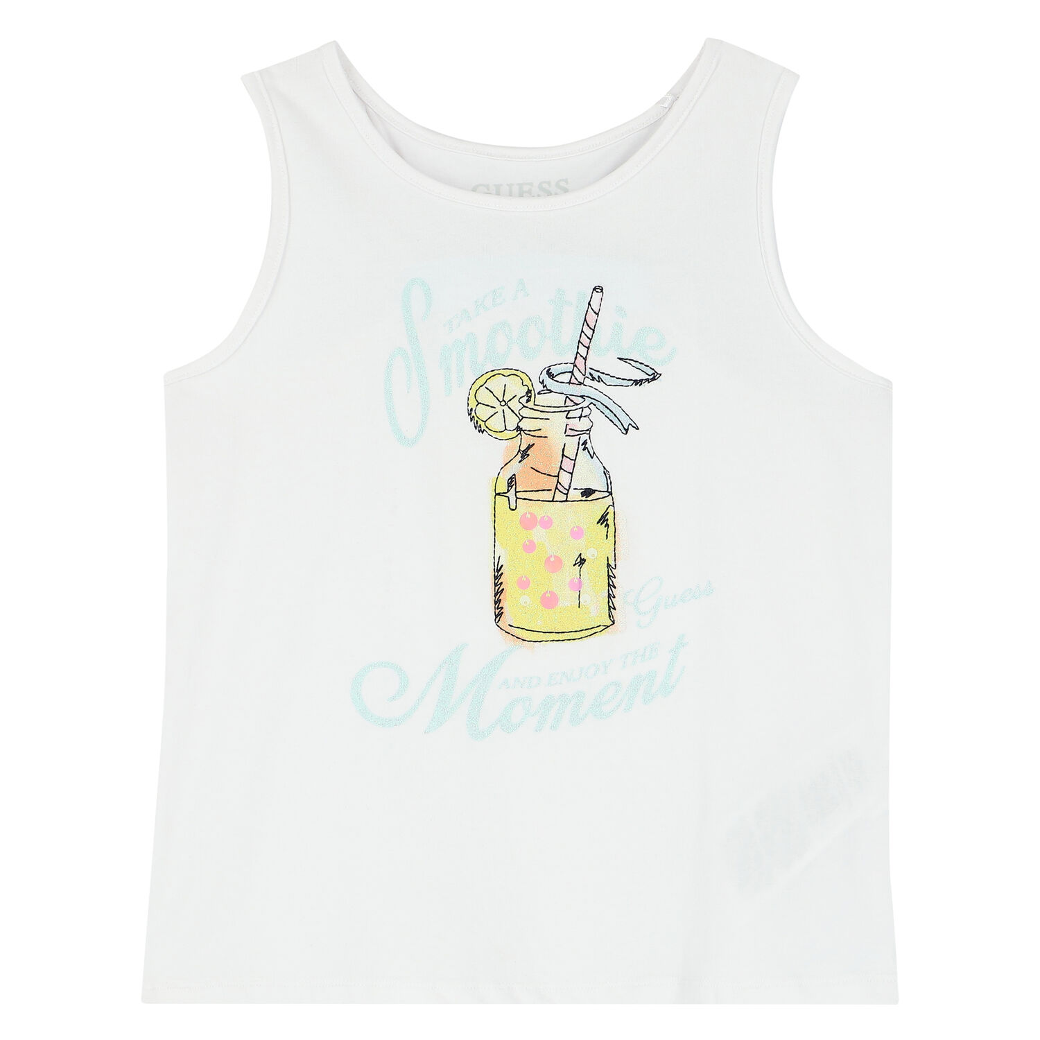 Girls White Smoothie Graphic Top, 1, hi-res