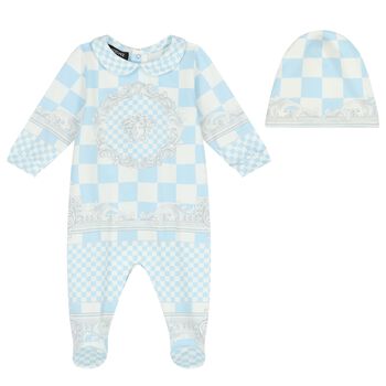 Baby Boys Blue Logo Babygrow Gift set