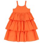 Girls Orange Ruffle Dress, 1, hi-res