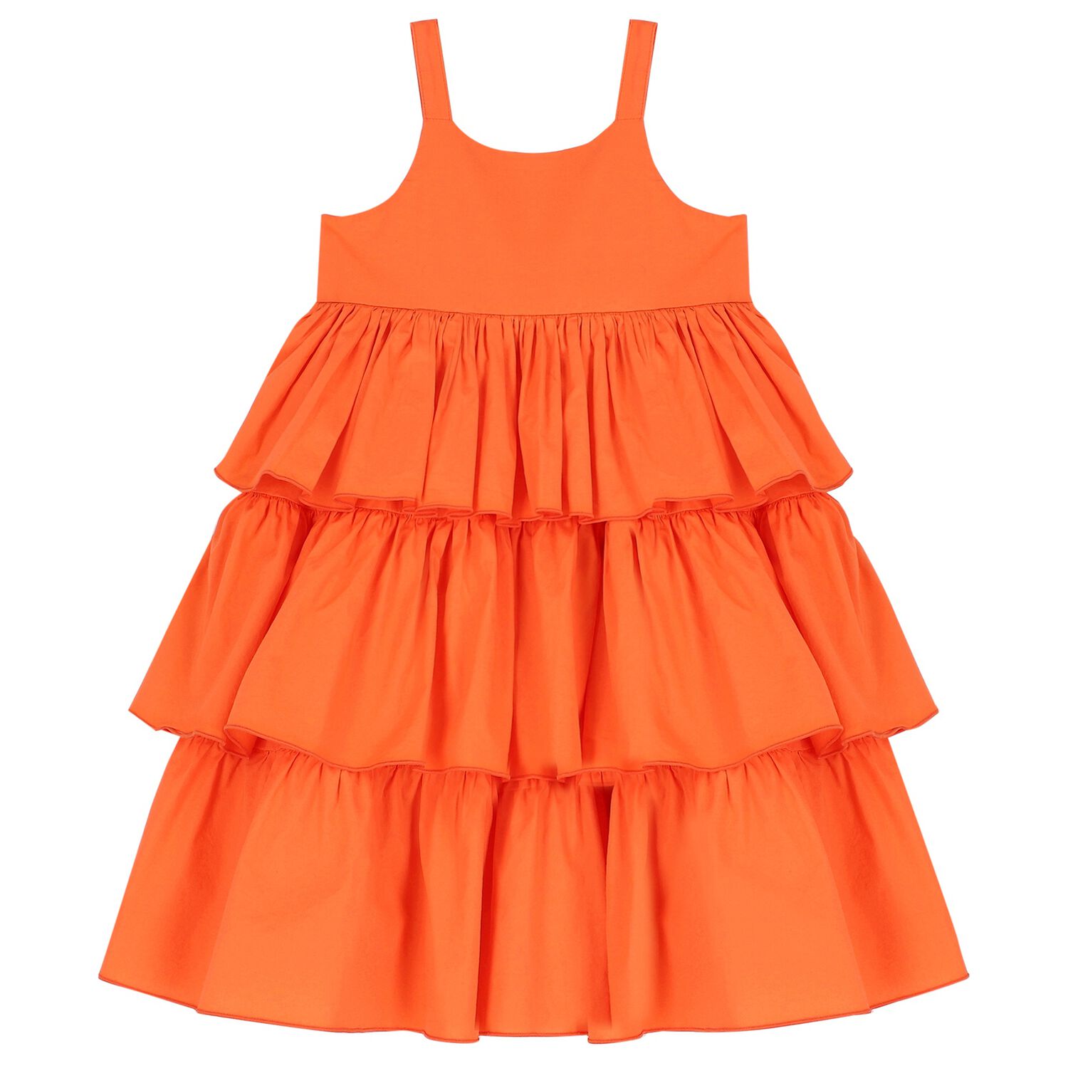 Girls Orange Ruffle Dress, 1, hi-res image number null