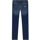 Girls Blue Denim Logo Skinny Jeans, 1, hi-res