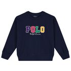 Girls Navy Blue Logo Sweatshirt, 1, hi-res