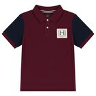 Boys Burgundy Logo Polo Shirt, 1, hi-res