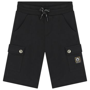 Boys Black Logo Shorts
