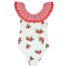 Girls White & Red Raspberry Swimsuit, 1, hi-res