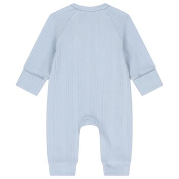 Baby Boys Blue Balloon Motif Ribbed Romper
