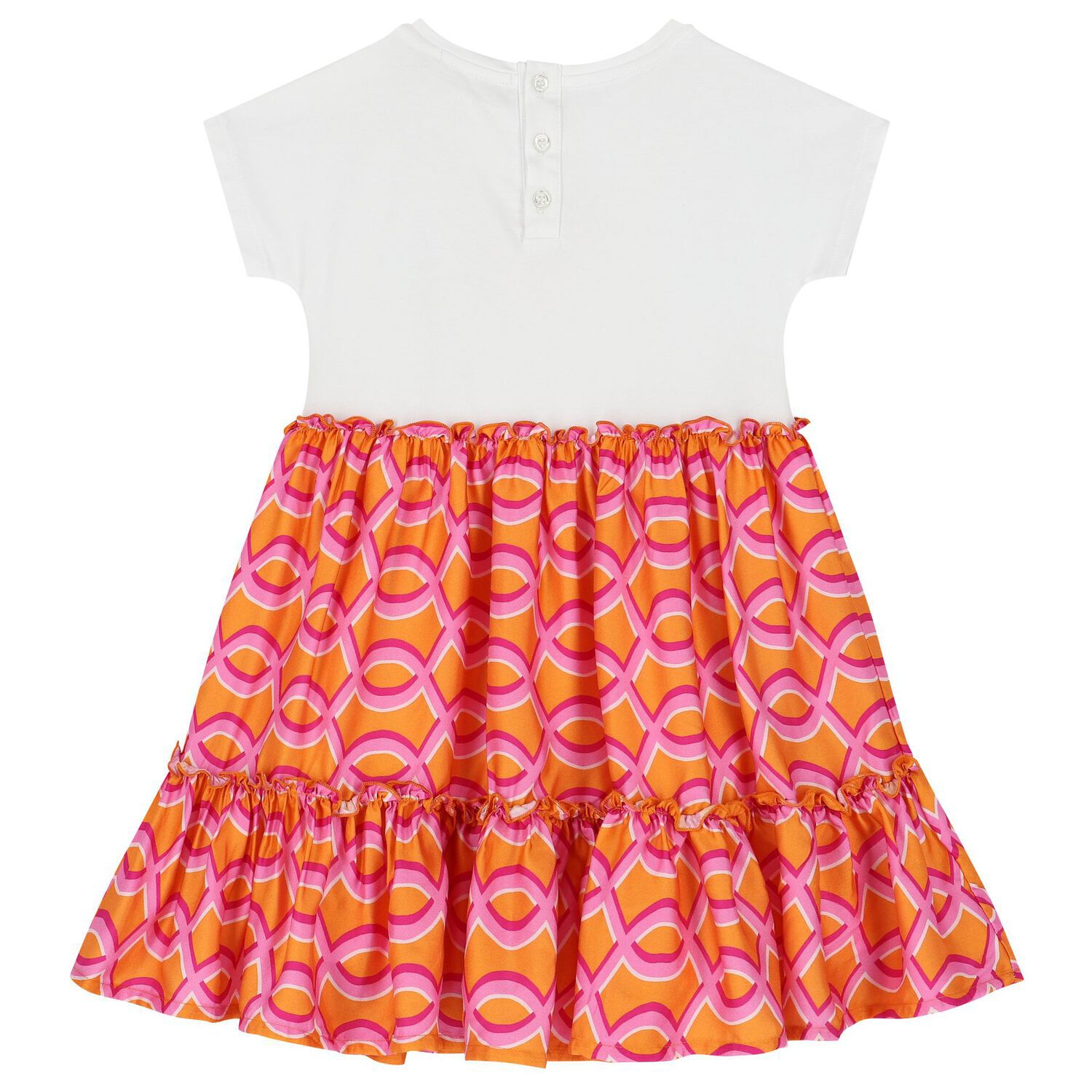 Girls White & Orange Logo Heart Dress, 1, hi-res