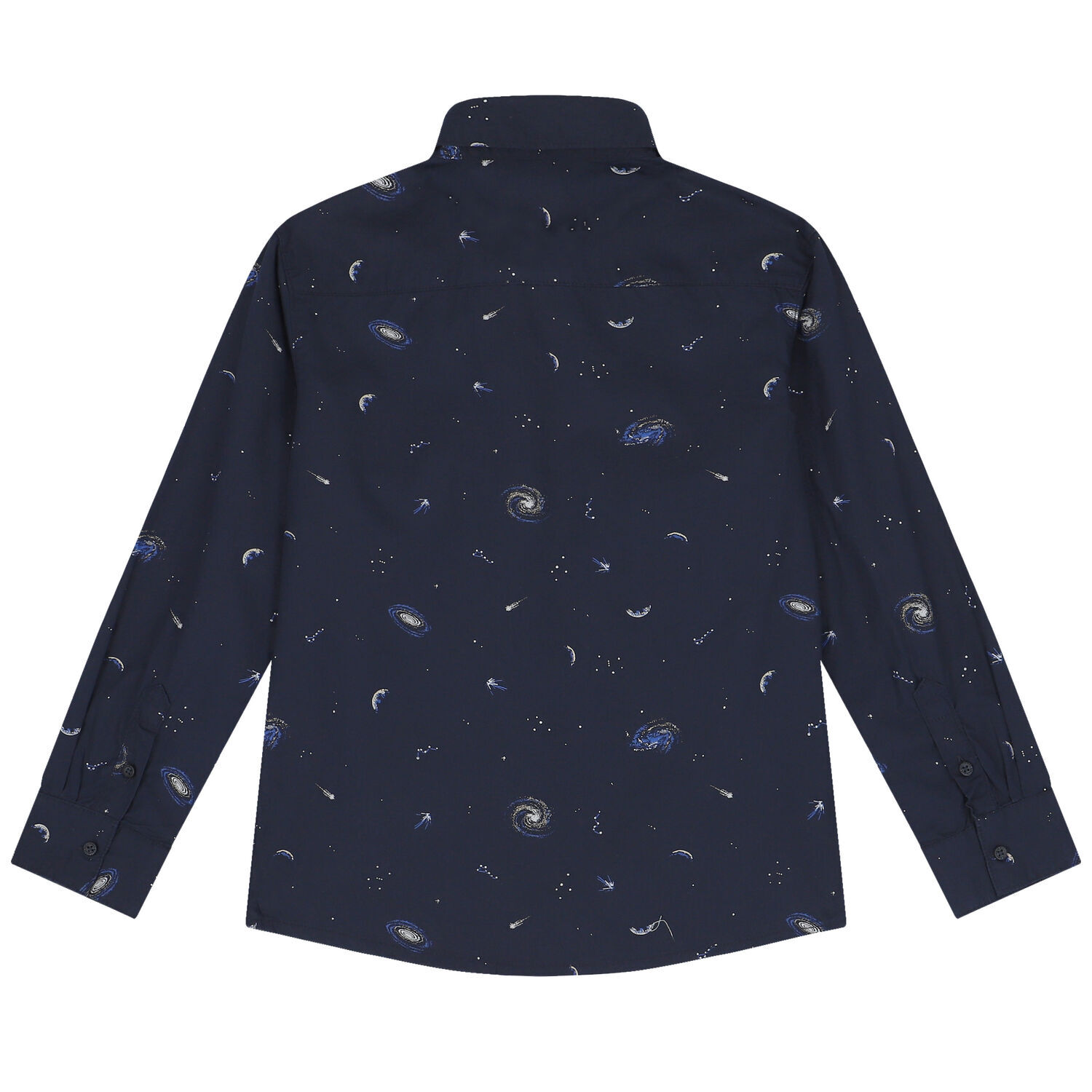 Boys Navy Blue Space Shirt, 1, hi-res