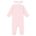 Baby Girls Pink Logo Babygrow Set, 1, hi-res