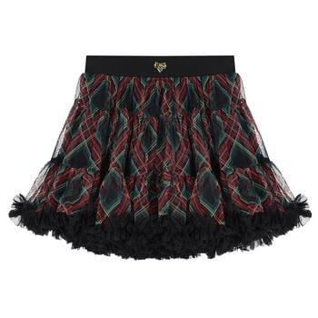 Girls Red & Green Tartan Pixie Skirt