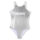Girls Mini Me Silver Logo Swimsuit, 1, hi-res