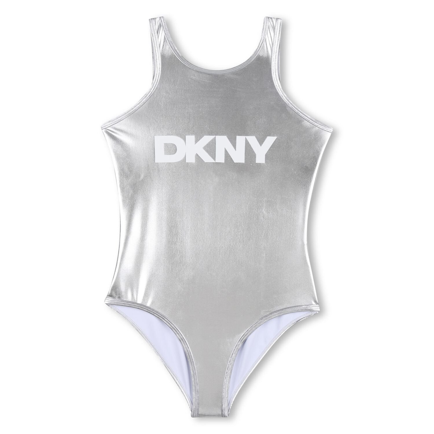 Girls Mini Me Silver Logo Swimsuit, 1, hi-res
