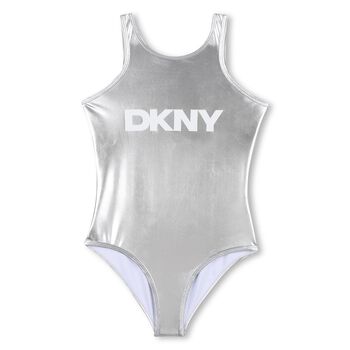 Girls Mini Me Silver Logo Swimsuit