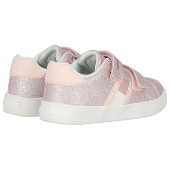 Girls Pink Glitter Leather Trainers