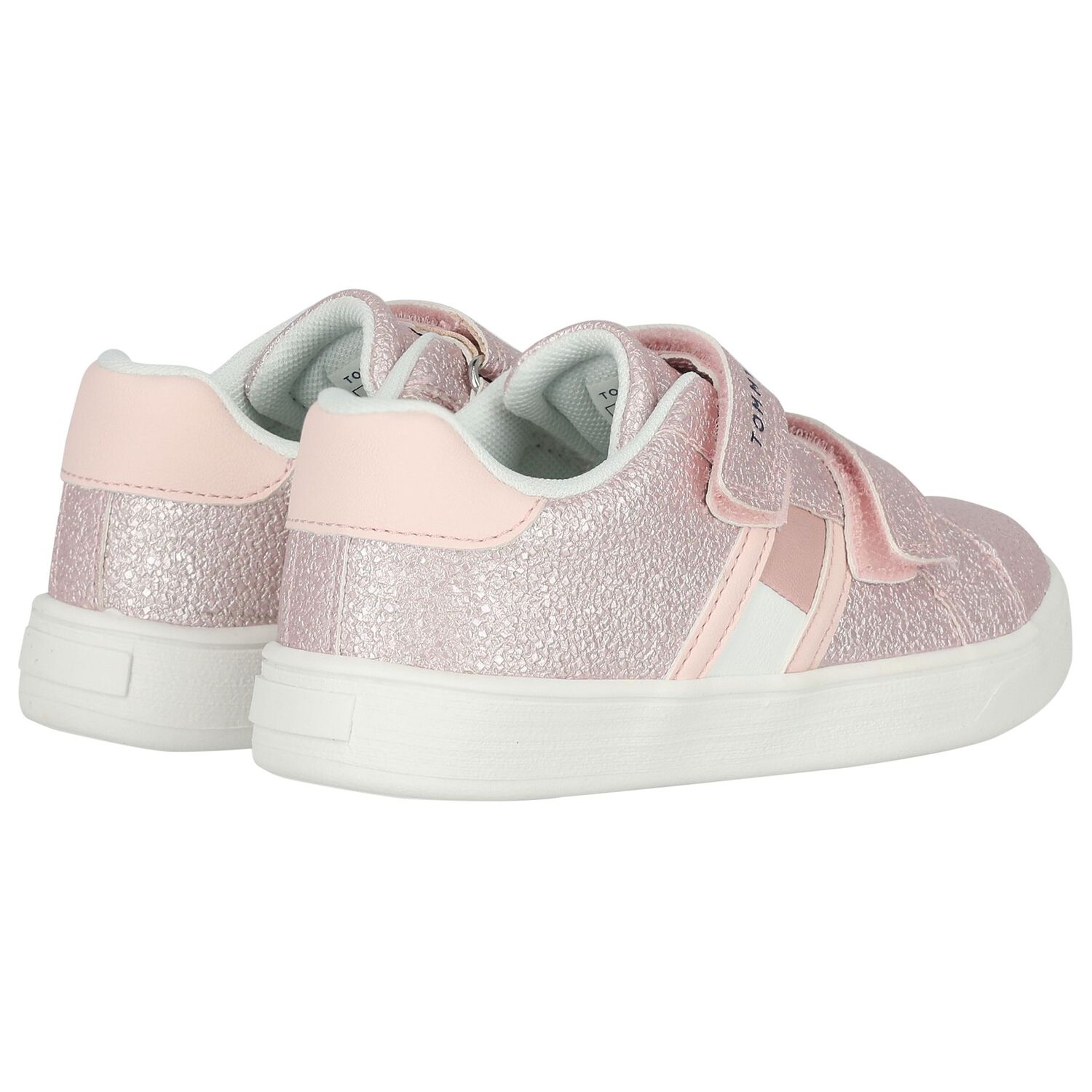 Girls Pink Glitter Leather Trainers, 1, hi-res image number null