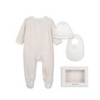 Baby Girls Ivory & Gold Logo Babygrow Gift Set, 1, hi-res