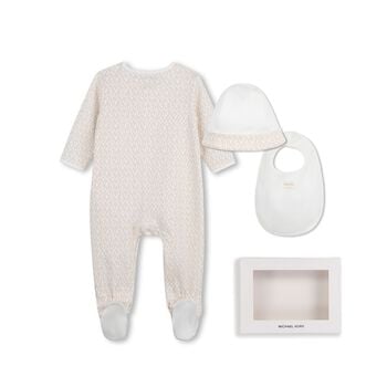 Baby Girls Ivory & Gold Logo Babygrow Gift Set