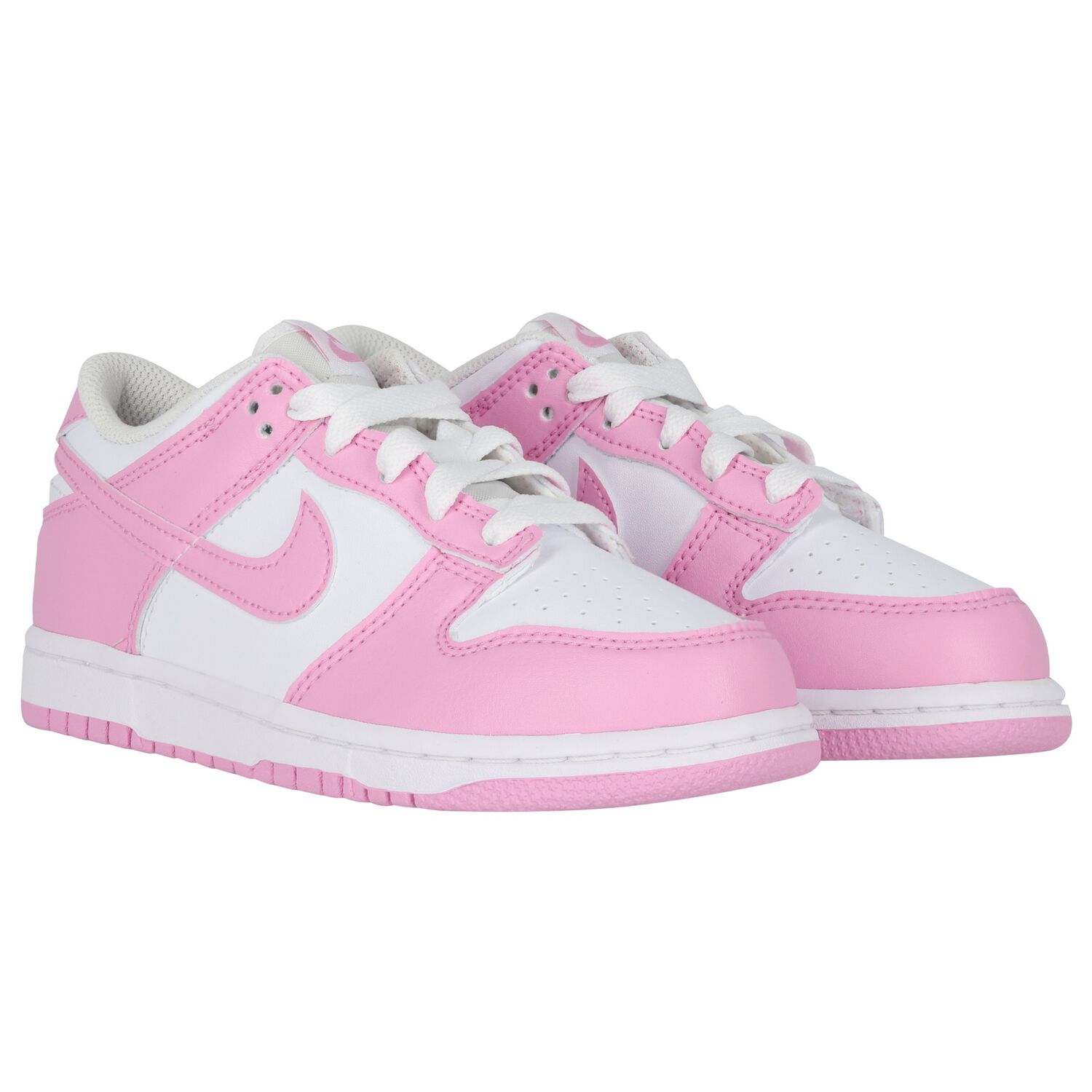 Girls White & Pink Logo Dunk Low Trainers, 1, hi-res