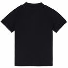 Boys Black Logo Polo Shirt, 1, hi-res