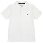 Boys White Logo Polo Shirt, 2, hi-res