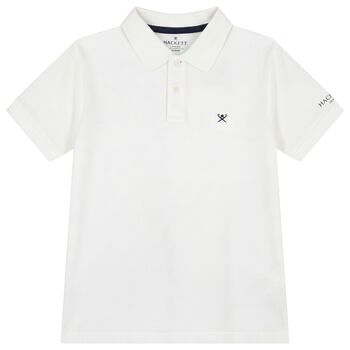 Boys White Logo Polo Shirt