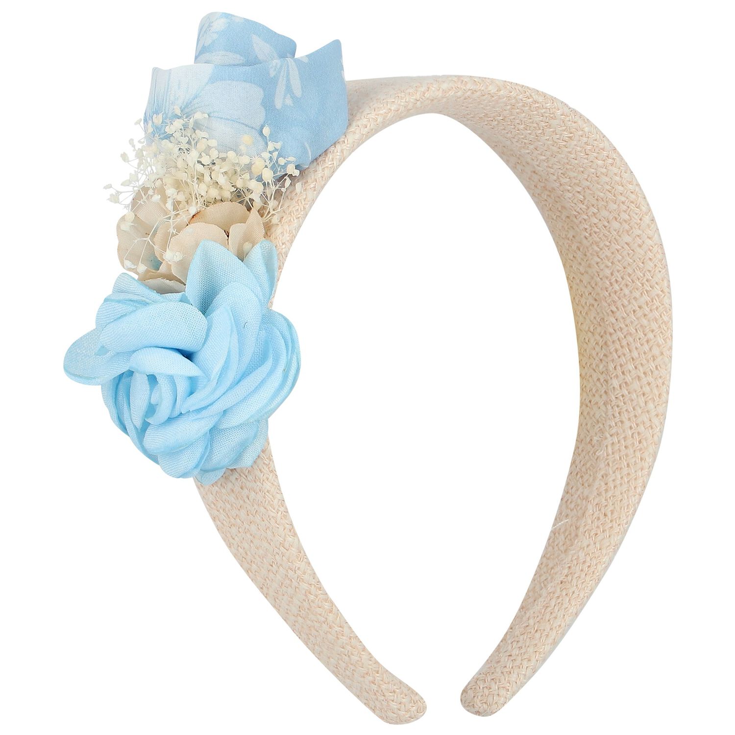 Girls Ivory & Blue Flower HeadBand, 1, hi-res image number null