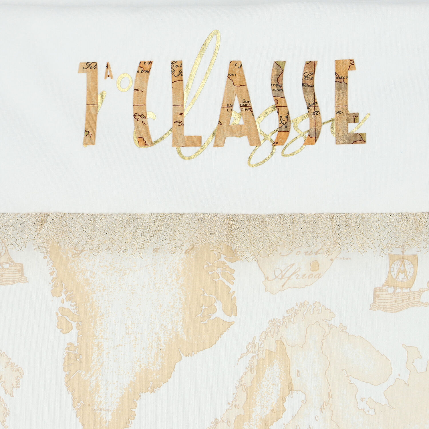 Girls White & Beige Geo Map Baby Nest, 1, hi-res