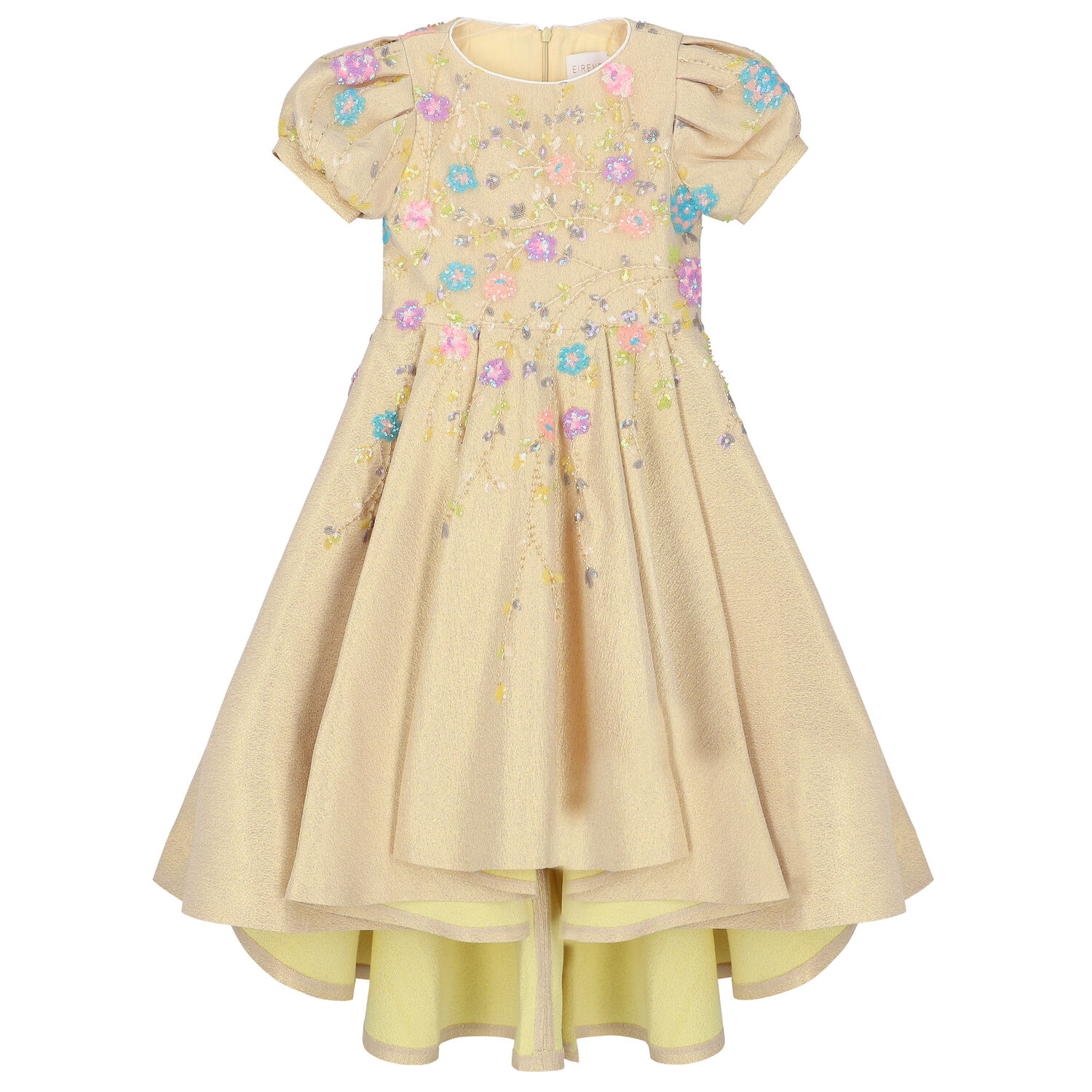 Girls Gold Embellished Sequin Dress, 1, hi-res