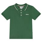 Younger Boys Green Logo Polo Shirt, 2, hi-res