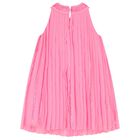 Girls Pink Chiffon Pleated Dress, 1, hi-res
