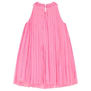 Girls Pink Chiffon Pleated Dress
