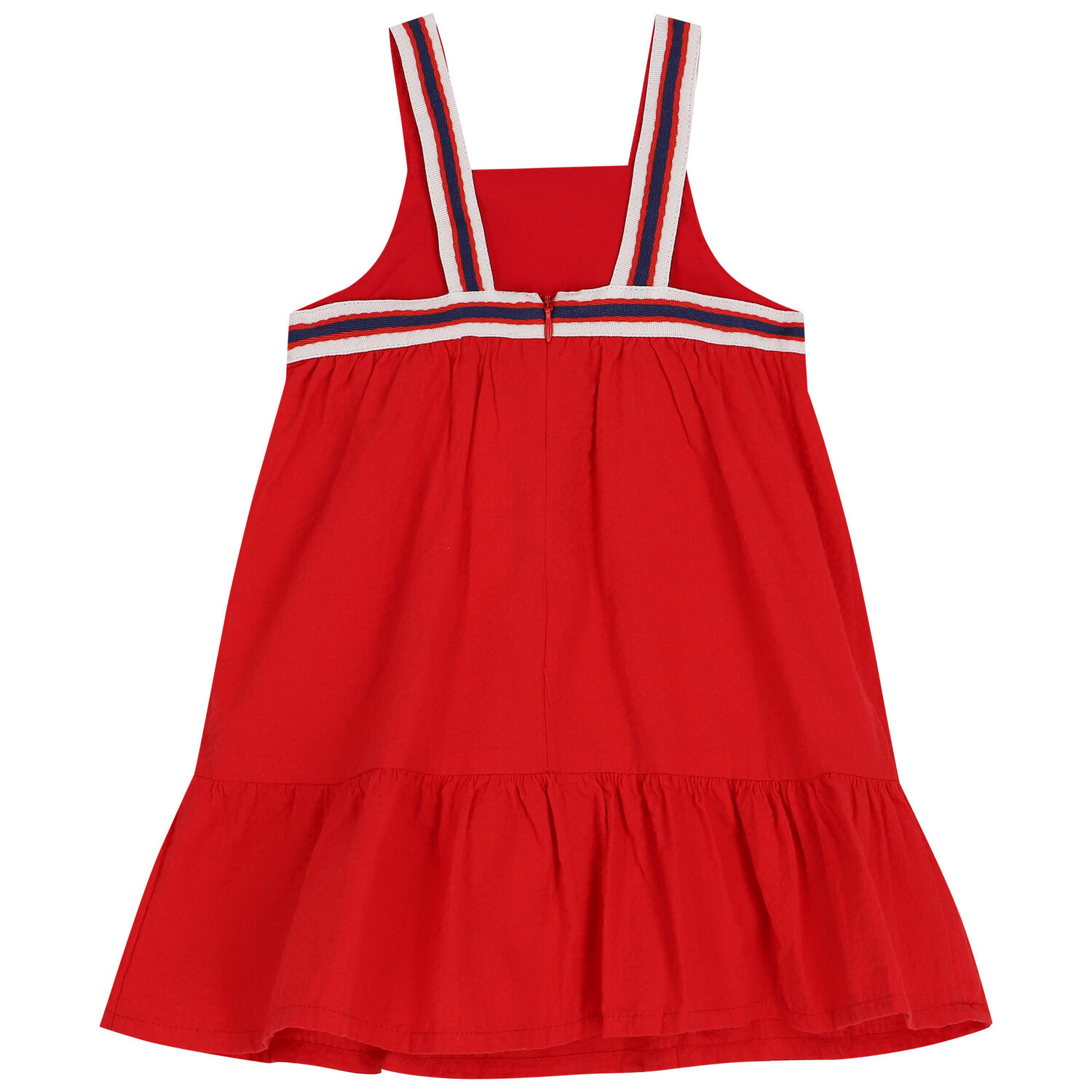 Girls Red Seersucker Dress, 1, hi-res