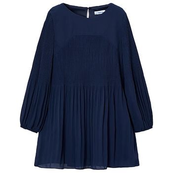 Girls Navy Blue Pleated Dress