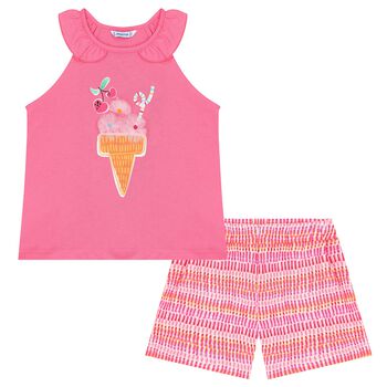 Girls Pink Shorts Set