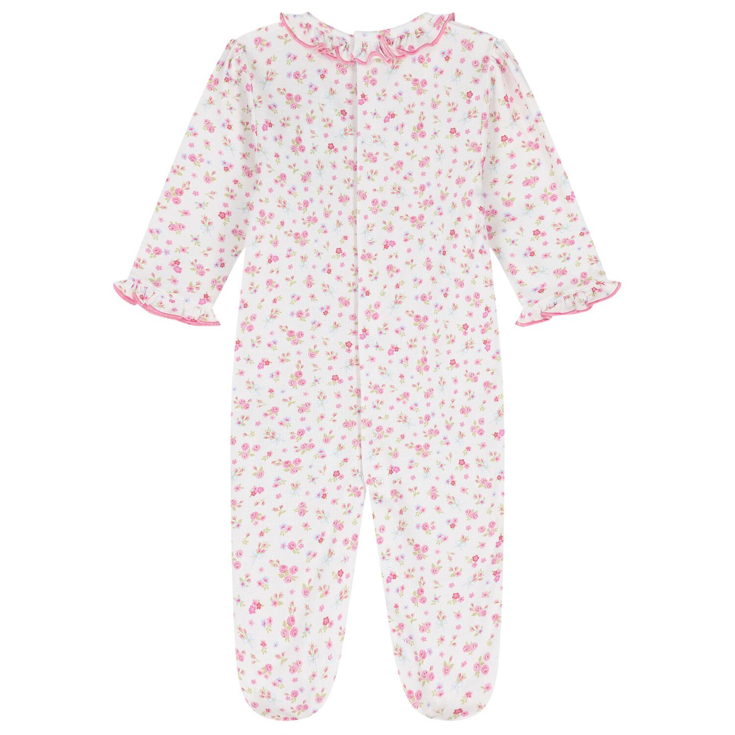 Baby Girls White & Pink Rose Renaissance Babygrow, 1, hi-res