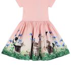 Girls Pink Kitten Dress, 1, hi-res
