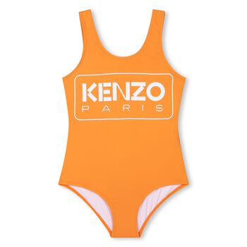 Girls Orange Logo Swimsuit