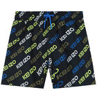 Boys Black Logo Swim Shorts, 1, hi-res