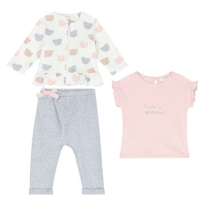 Baby Girls Pink & Grey Tracksuit Set