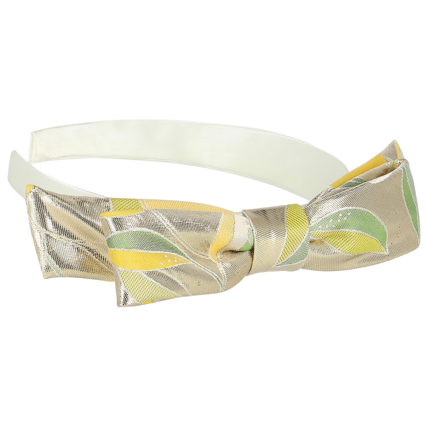 Girls Gold & Ivory Bow Headband, 3, hi-res