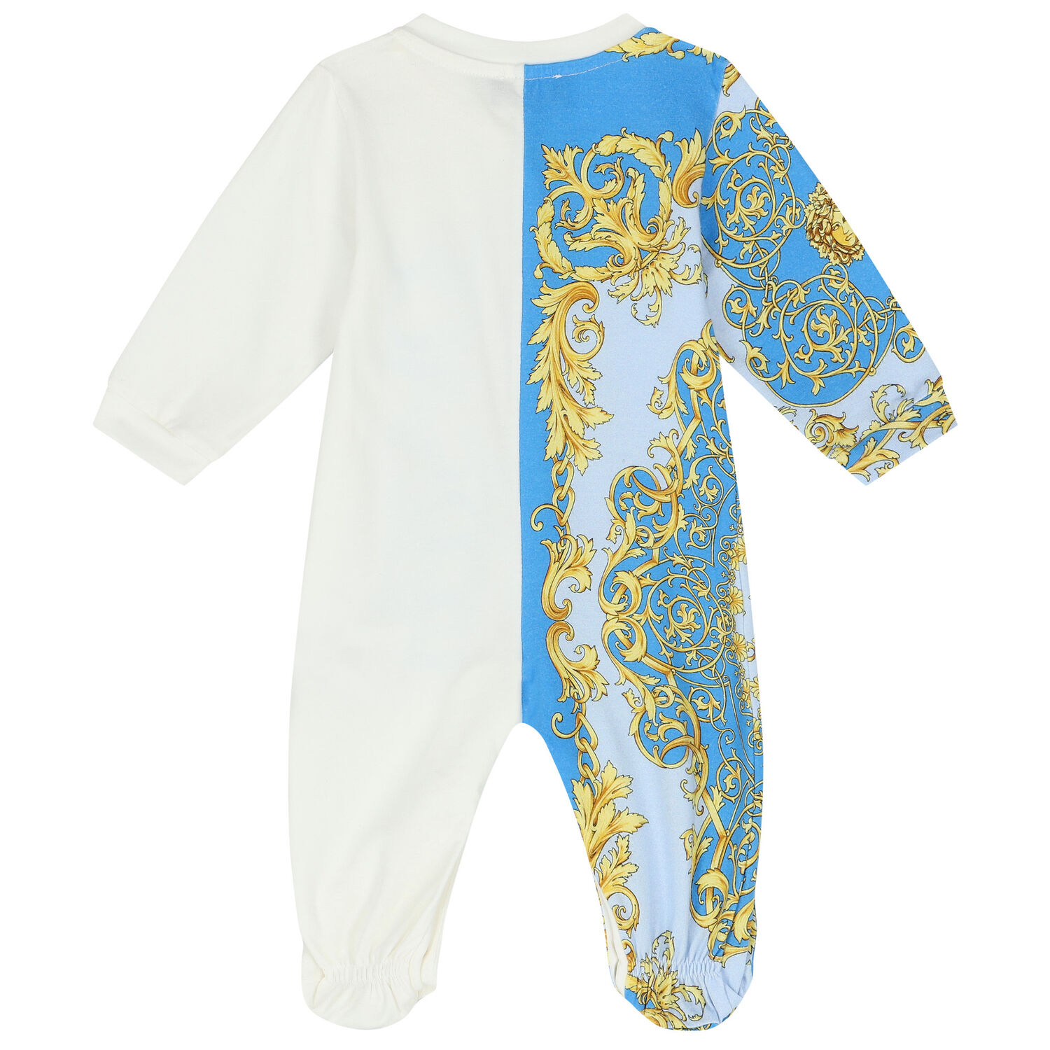 Baby Boys Blue & Ivory Logo Babygrow, 2, hi-res