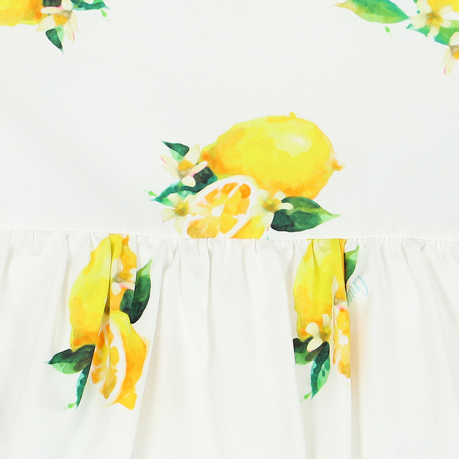 Baby Girls White & Yellow Lemon Swimsuit, 1, hi-res